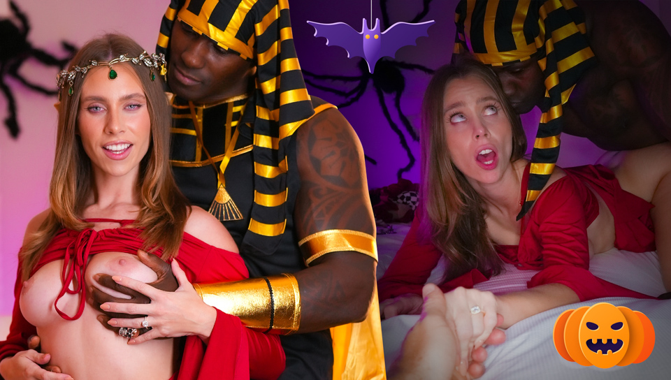 Anya Olsen gets a huge cock for Halloween in front of hubby